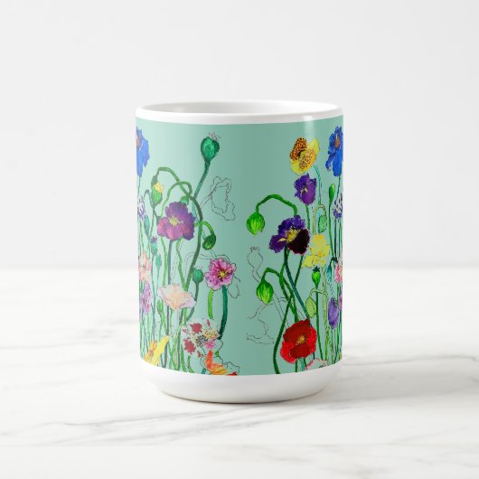 Wildmohnwasserfarbe Kaffeetasse (Mittel)