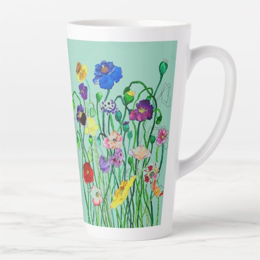 Wildmohnwasserfarbe Milchtasse (Rechts)