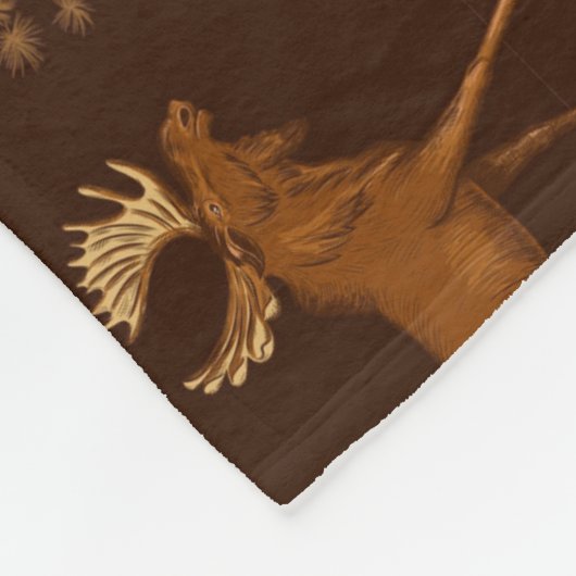 Wildnatur Elche Vögel Dunkelbraune Rustikale Lager Fleecedecke (Ecke)