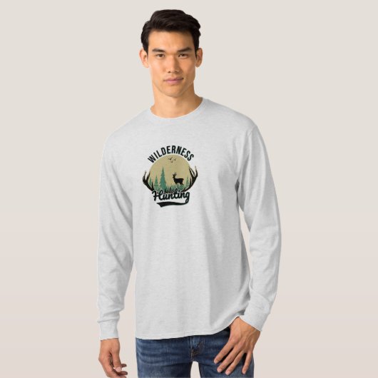 Wildnis Hirsche Jagd Langschläfer T-Shirt (Vorne ganz)