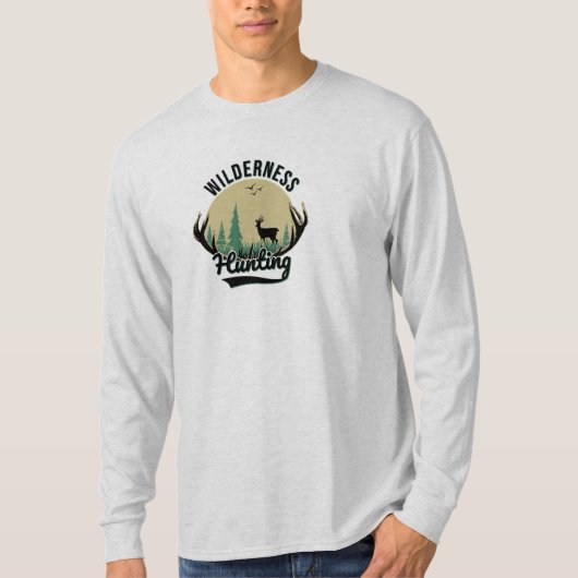Wildnis Hirsche Jagd Langschläfer T-Shirt (Vorderseite)