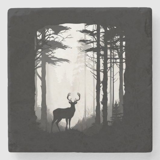 Wildnis von Deer Forest Steinuntersetzer (Vorderseite)