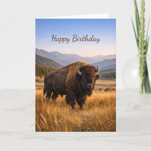 Wildnislandschaft Amerikanischer Bison Geburtstag Karte