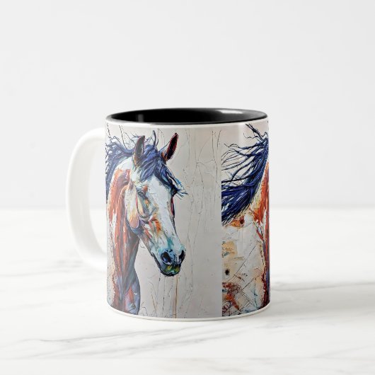 Wildpferd Zweifarbige Tasse (Vorderseite Links)