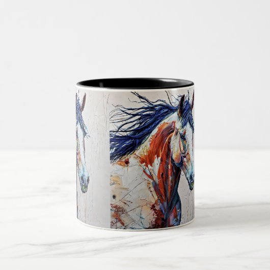 Wildpferd Zweifarbige Tasse (Mittel)