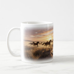 Wildpferde am Sonnenuntergang Prairie Memory Mug Kaffeetasse