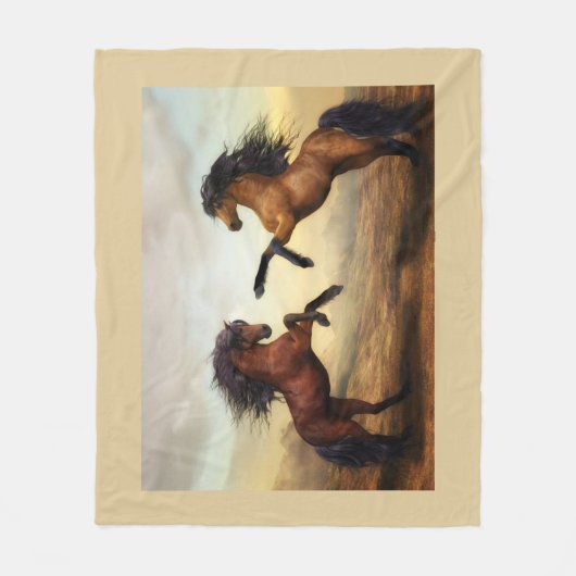 Wildpferde Fleecedecke (Vorderseite)