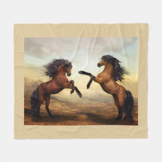 Wildpferde Fleecedecke (Vorderseite (Horizontal))