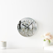 Wildpferde Fraktal Wall Clock Runde Wanduhr (Zuhause)