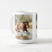 Wildpferde laufen braun-schwarze Aquarellmalerei  Kaffeetasse (Vorderseite Links)