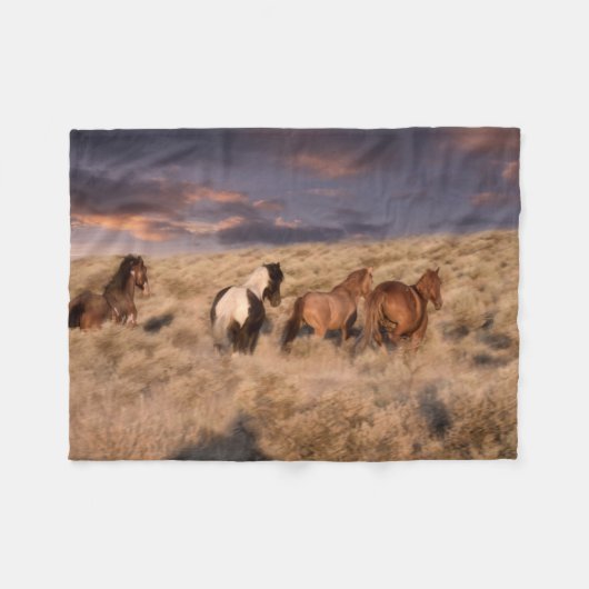 Wildpferde laufen fleecedecke (Vorderseite (Horizontal))