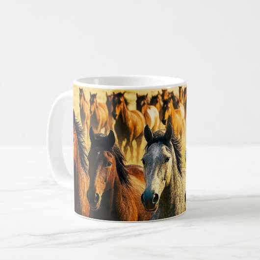 Wildpferde laufen frei kaffeetasse (Vorderseite Links)