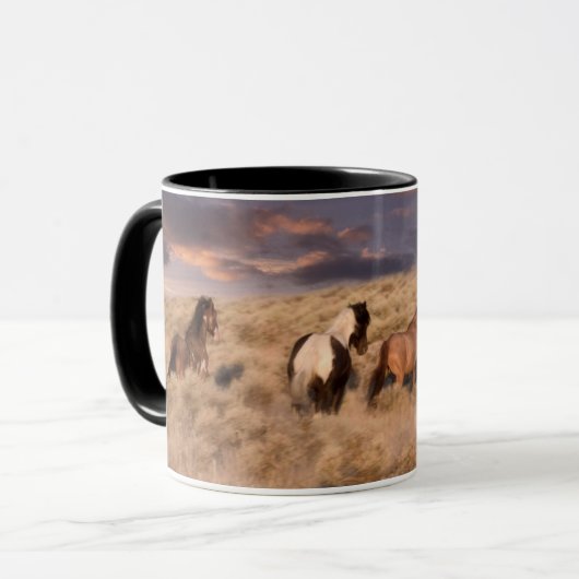 Wildpferde laufen tasse (Vorderseite Links)