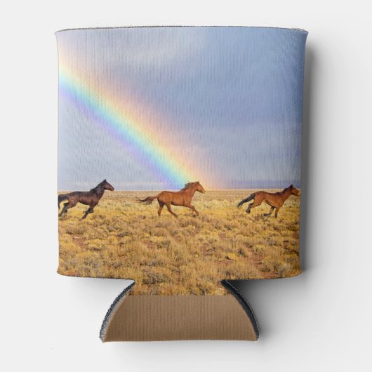 Wildpferde mit Regenbogen Dosenkühler (Vorderseite)