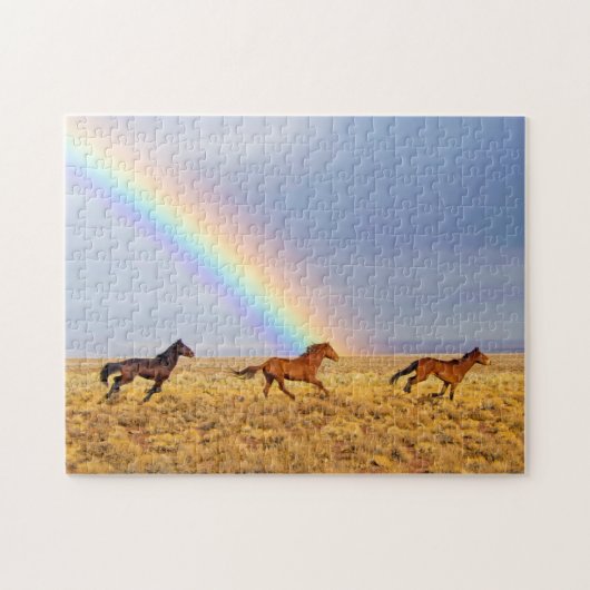 Wildpferde mit Regenbogen Puzzle (Horizontal)