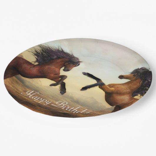 Wildpferde Pappteller (Schrägansicht)