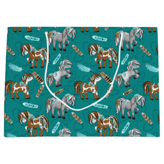 Wildpferde-Party Große Geschenktüte (Vorderseite)