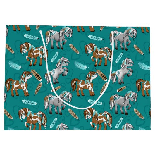 Wildpferde-Party Große Geschenktüte (Rückseite)