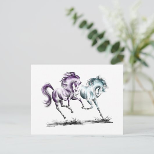 Wildpferde Postkarte (Stehend Vorderseite)