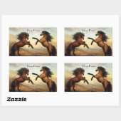 Wildpferde Rechteckiger Aufkleber (Blatt)