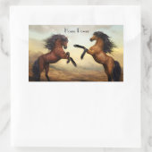 Wildpferde Rechteckiger Aufkleber (Tasche)