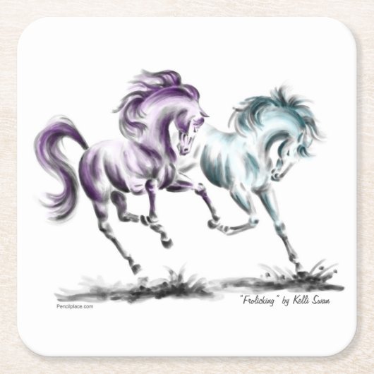 Wildpferde Rechteckiger Pappuntersetzer (Vorderseite)