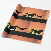 Wildpferde-Sonnenuntergangs-Silhouette Geschenkpapier (Ungerollt)
