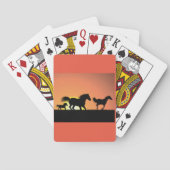 Wildpferde-Sonnenuntergangs-Silhouette Spielkarten (Rückseite)