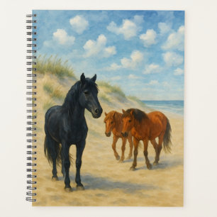 Wildpferde von Corolla North Carolina Aquarell Planer