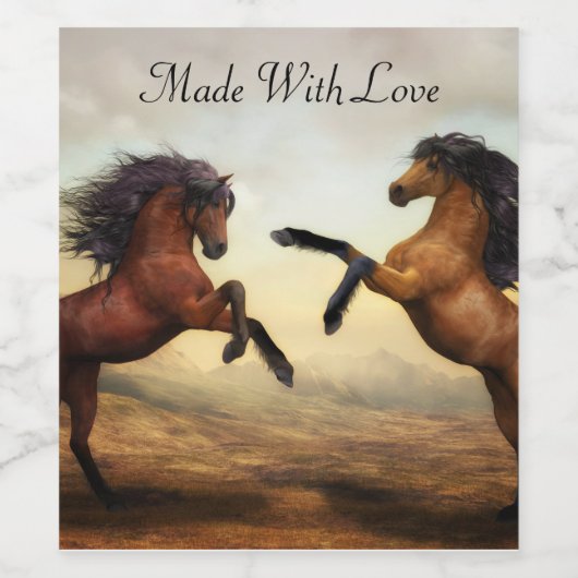 Wildpferde Weinetikett (Einzelnes Label)