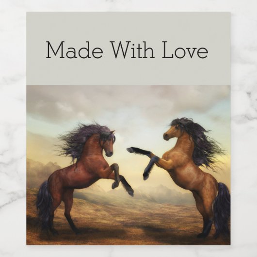 Wildpferde Weinetikett (Einzelnes Label)