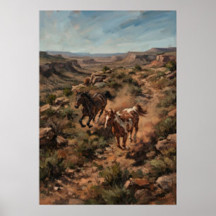 Wildpferde Wüsten-Canyon Poster