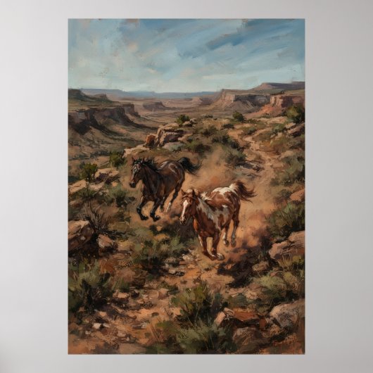 Wildpferde Wüsten-Canyon Poster (Vorne)