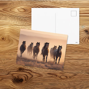 Wildpferdeherde Western-Landschaftskunst Postkarte