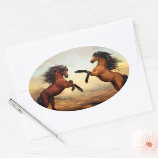 WildPferdezucht Ovaler Aufkleber (Umschlag)