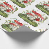 Wildpilze und Pflanze im Roten Wald Geschenkpapier (Ecke)