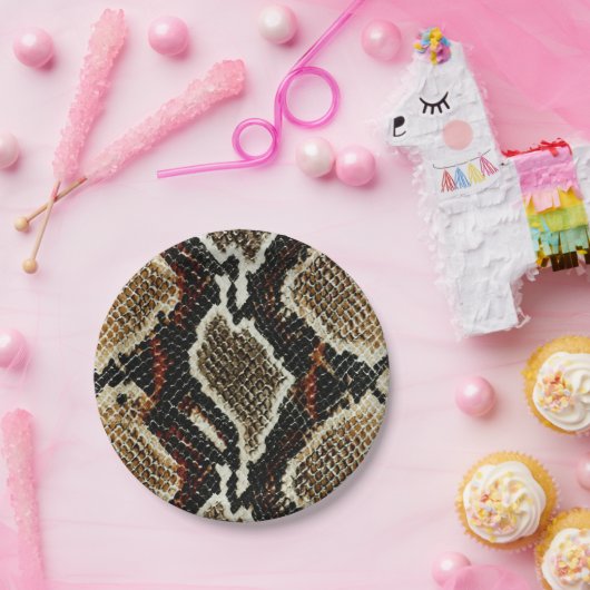 Wildreptilienmuster farbige Pythonschlange Pappteller (Party)