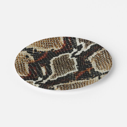 Wildreptilienmuster farbige Pythonschlange Pappteller (Schrägansicht)