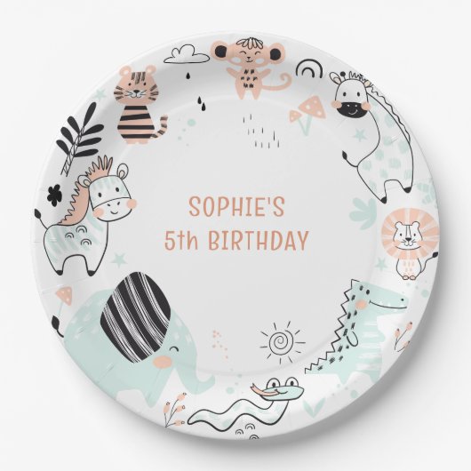 Wildsafari-Kindergeburtstag Pappteller (Vorderseite)