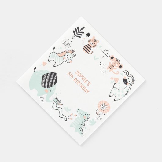 Wildsafari-Kindergeburtstag Serviette (Ecke)