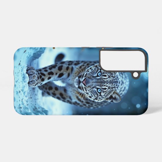 Wildschneeleopard wandern Frost verzauberter Wald Samsung Galaxy Hülle (Rückseite (Horizontal))