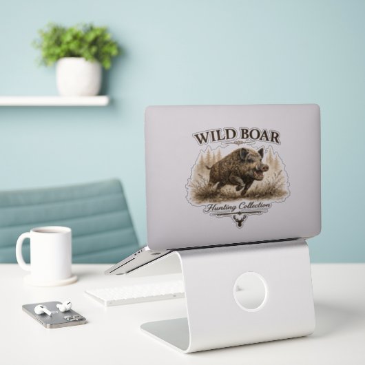 Wildschwein Aufkleber (Laptop auf Schreibtisch)