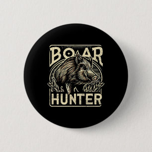 Wildschwein Cooles Retro-Schweinejagd Herren-Vinta Button