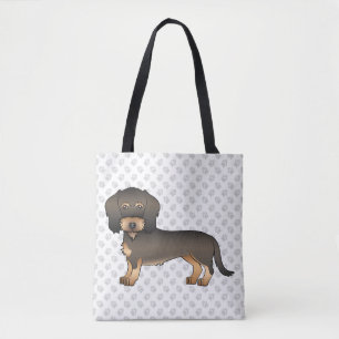 Wildschwein-Draht-Dachshund-Cartoon-Hund & Pfoten Tasche