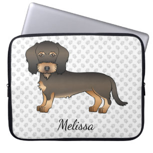 Wildschwein-Draht-haar-Dachshund-Cartoon-Hund & Na Laptopschutzhülle