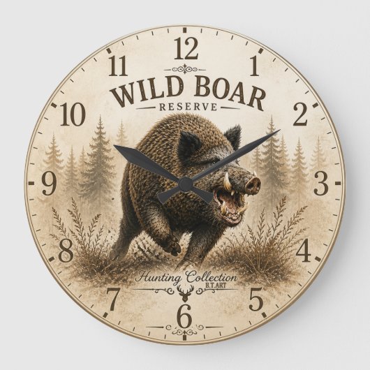 Wildschwein Große Wanduhr (Vorderseite)
