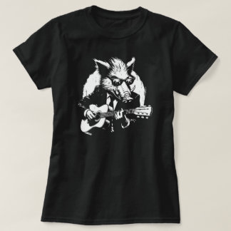 Wildschwein spielt Gitarre in der Rockband T-Shirt