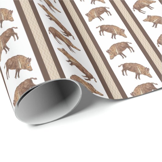 Wildschwein-Streifen Geschenkpapier (Rolleneckpunkt)