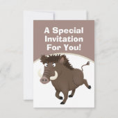 Wildschweine-Cartoon personalisierter Geburtstag Einladung (Rückseite)