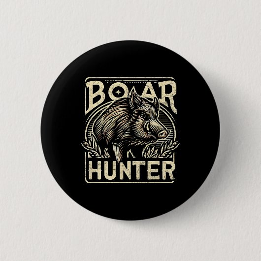 Wildschweine Cool Retro Hog Jagd Männer Vintag Button (Vorderseite)